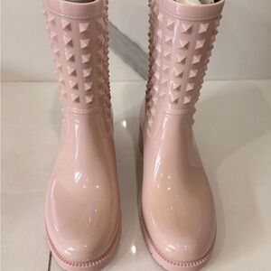 Valentino Garavani Light Pink Studded Rain Boots